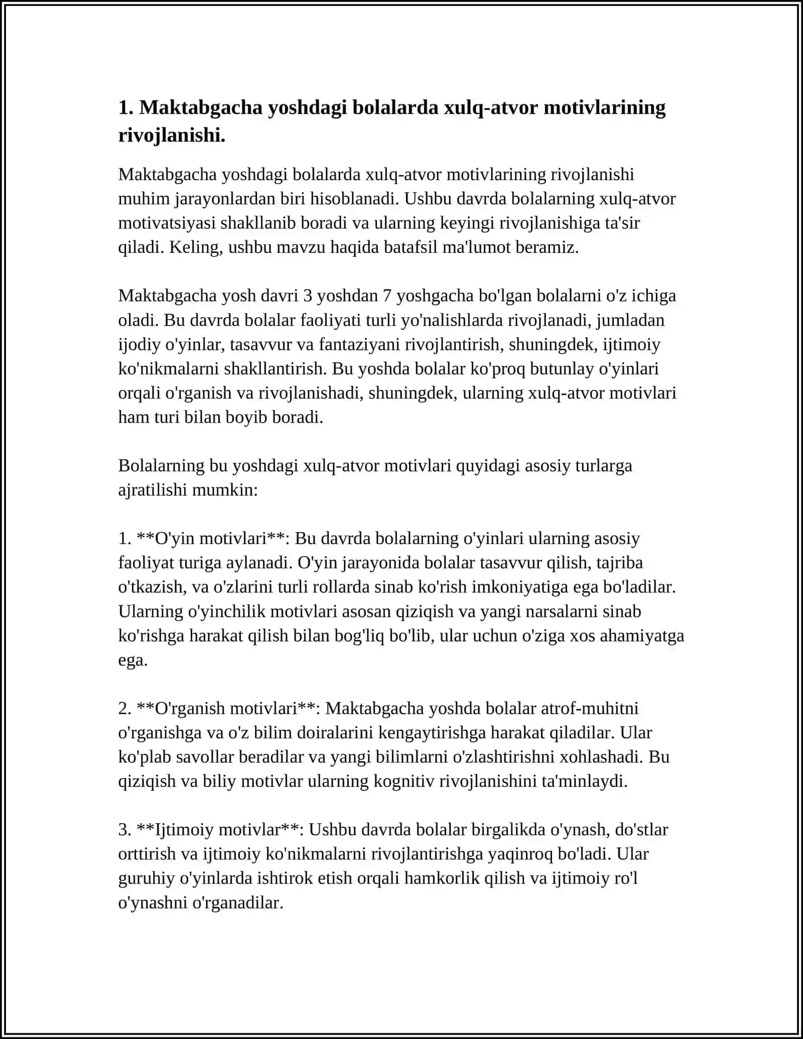 MAKTABGACHA YOSHDA XULQ MOTIVLARINING RIVOJLANISHI 4