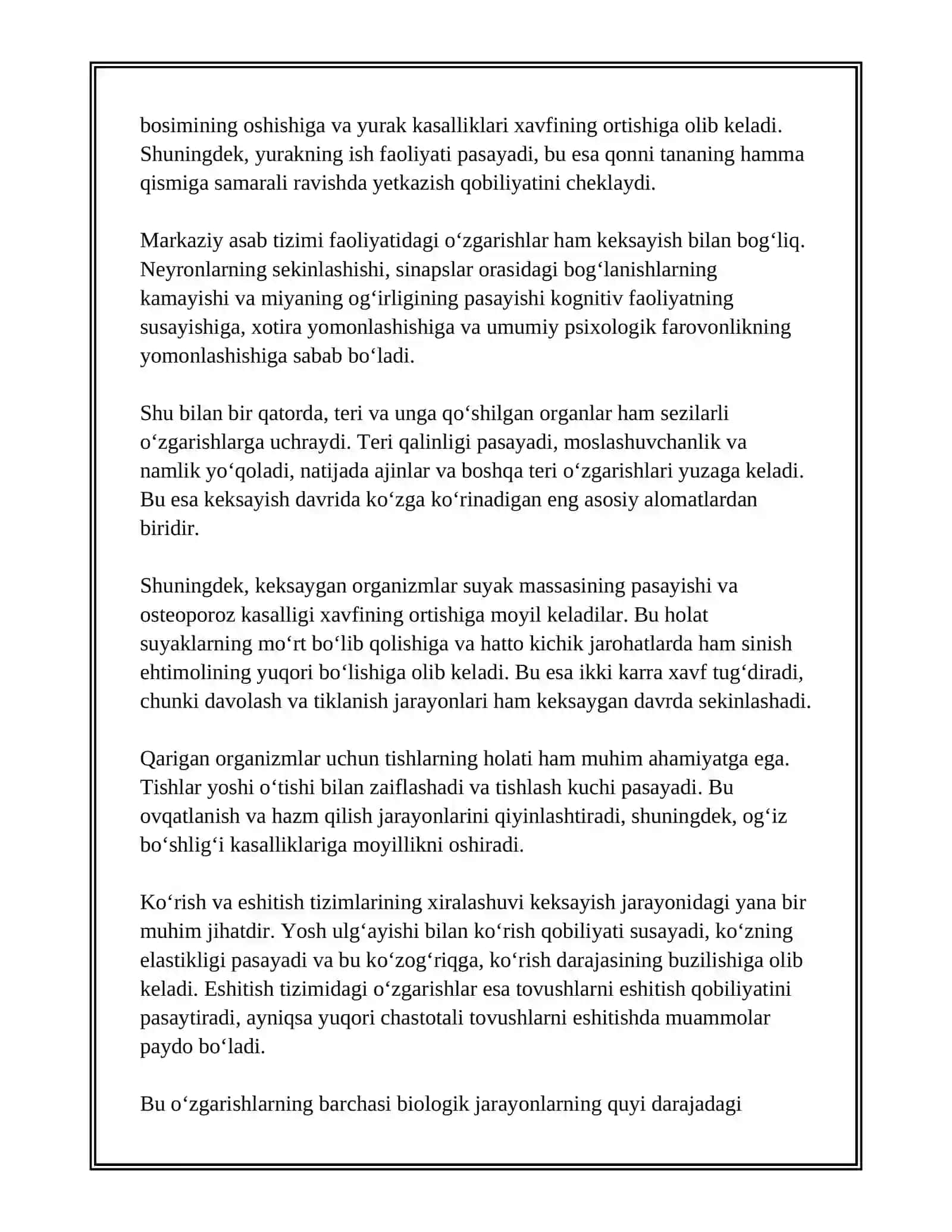 ORGANIZMDAGI KEKSAYISH DAVRIGA XOS O‘ZGARISHLAR 4
