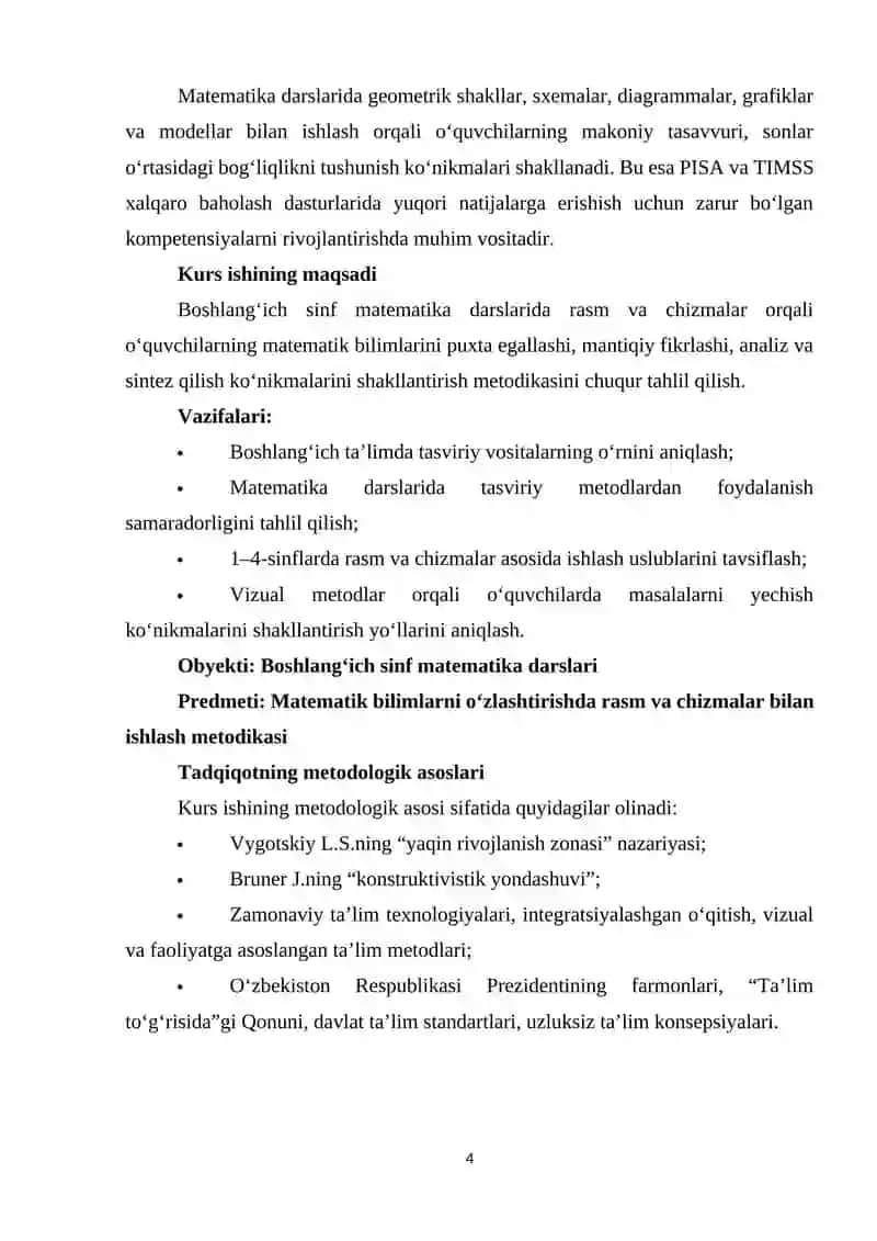 BOSHLANGʻICH SINF MATEMATIKA DARSLARIDA RASM VA CHIZMALARDAN FOYDALANIB MASALALAR YECHISH METODIKASI. 4