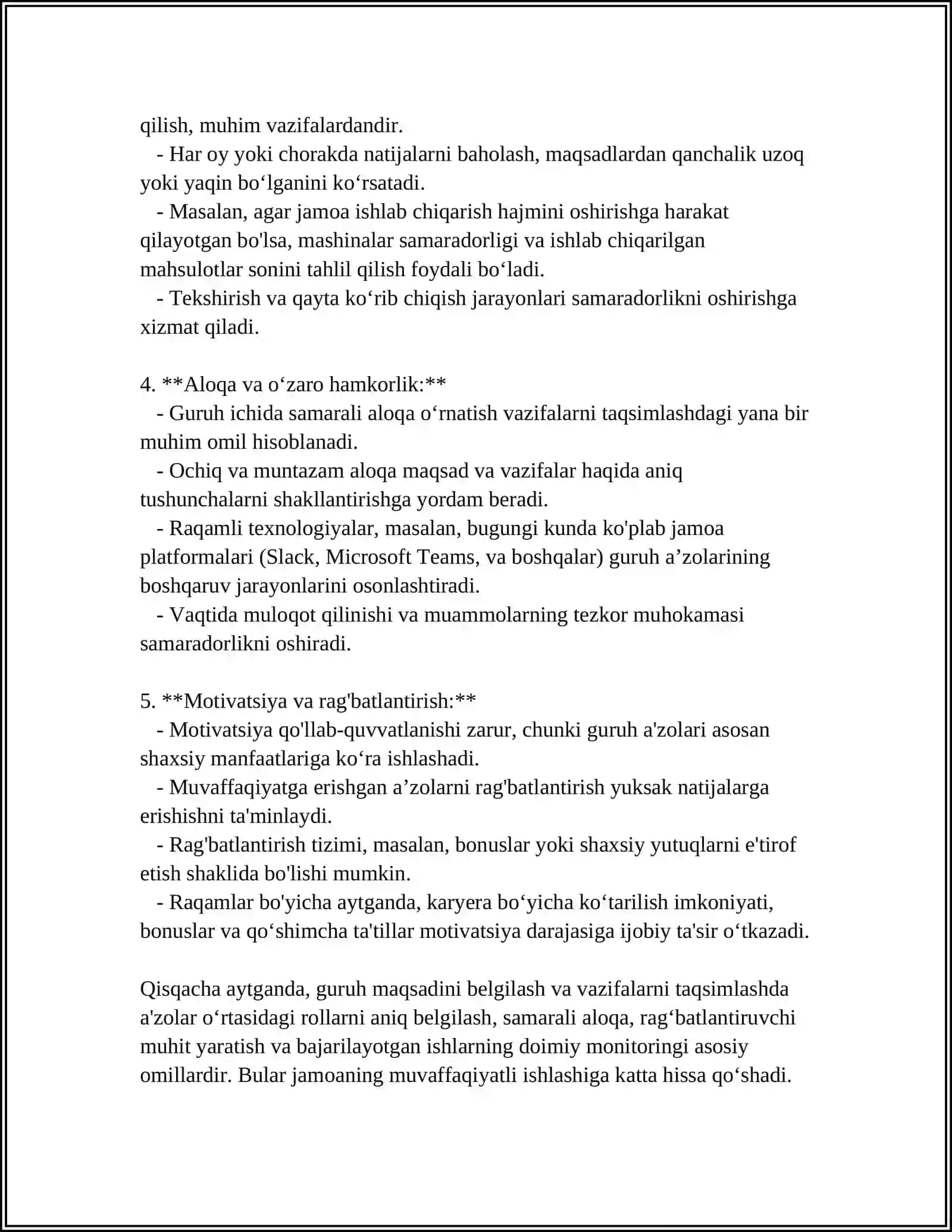 GURUH ISHI VA UNI SAMARALI TASHKIL QILISH 4