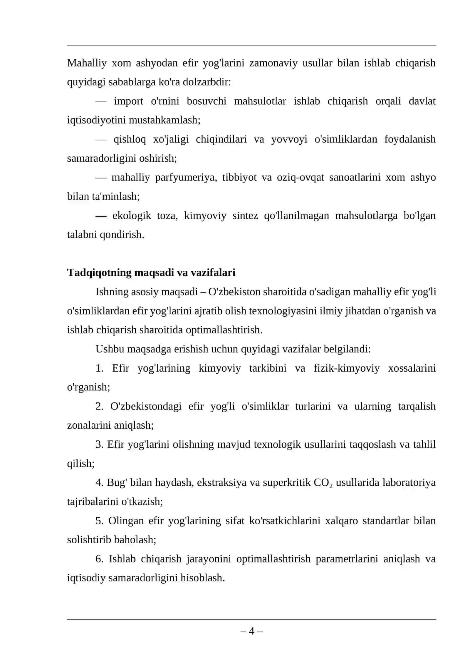 Mahalliy xom ashyolardan efir yog'lari ishlab chiqarish va optimallashtirishni o'rganish 4