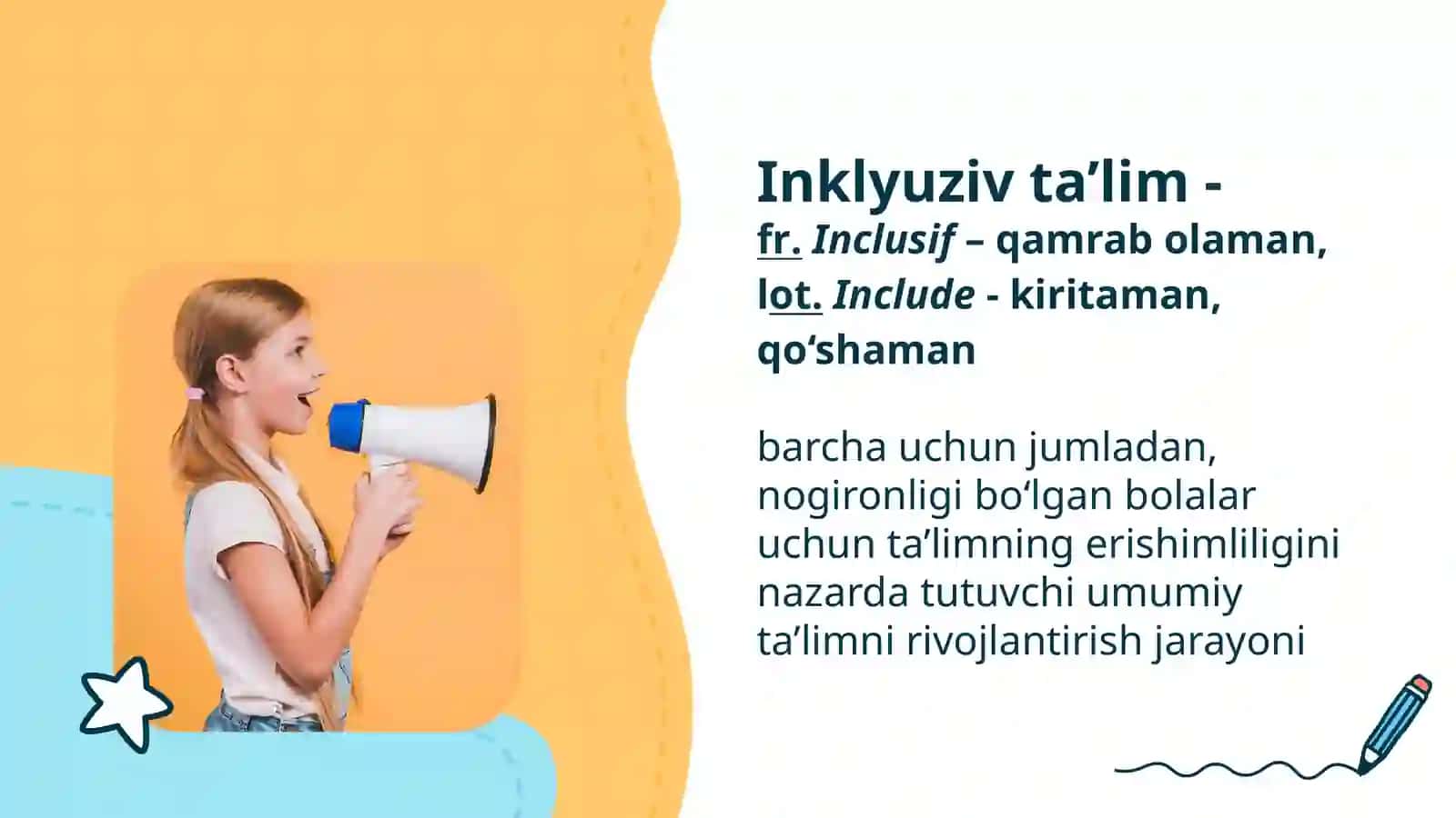 Inklyuziv ta’lim haqida tushuncha. Inklyuziv ta’lim kursining predmeti, maqsadi va vazifalari 4