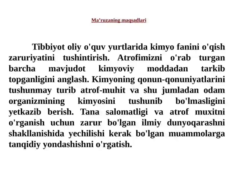 Tibbiykimyo fanidan ma'ruza 4