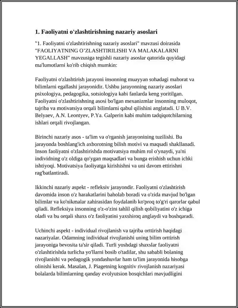 FAOLIYATNING O’ZLASHTIRILISHI VA MALAKALARNI YEGALLASH 4