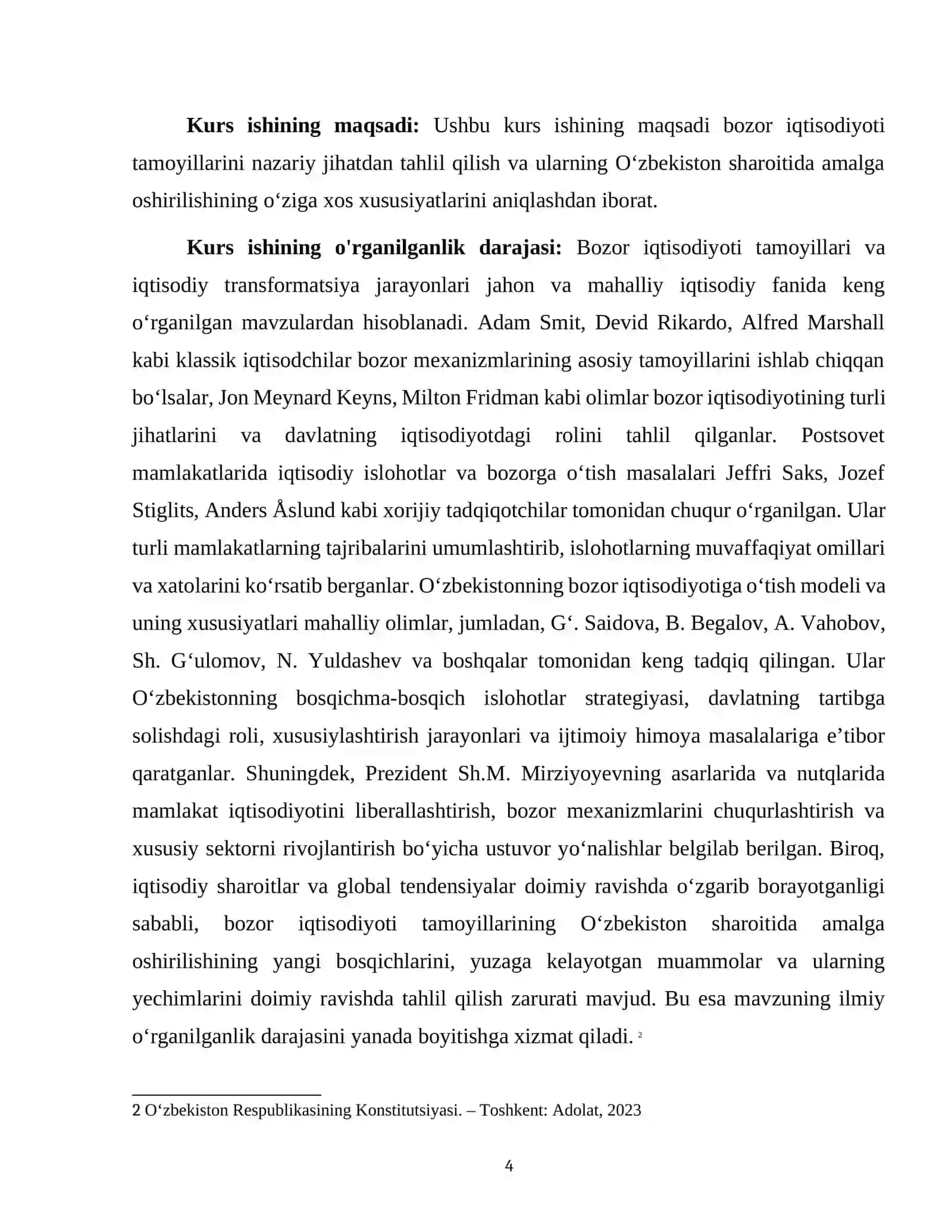 "BOZOR IQTISODIYOTI TAMOYILLARI VA OʻZBEKISTON SHAROITIDA ULARNING AMALGA OSHIRILISHI" 4