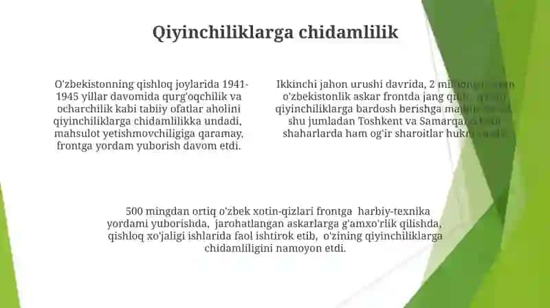 Oʻzbek xalqining frontdagi va front ortidagi matonati Begiyorbek 4