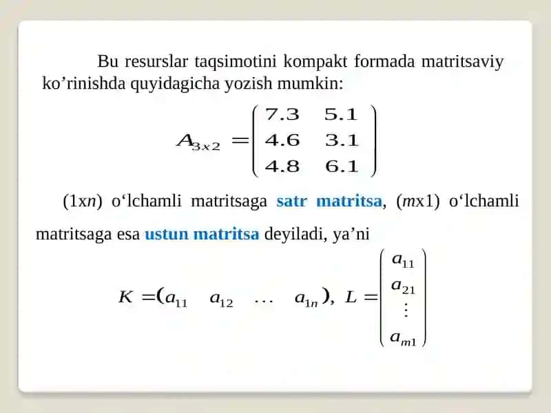 Matritsalar va ular ustida amallar. Determinantlar nazariyasi 4