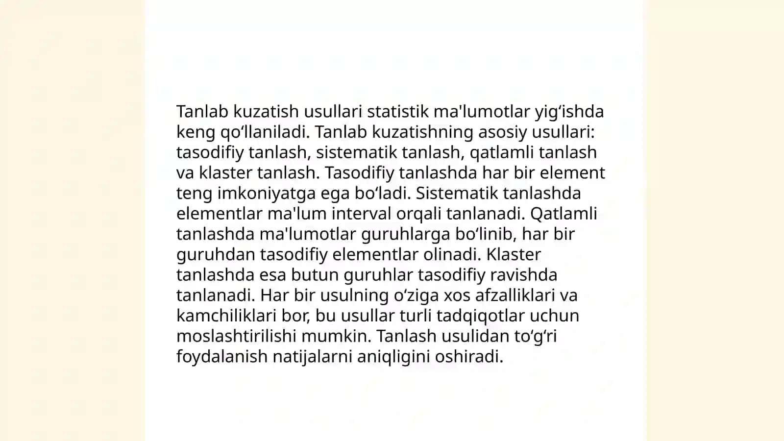 Tanlab kuzatishning qóllanilishi 4