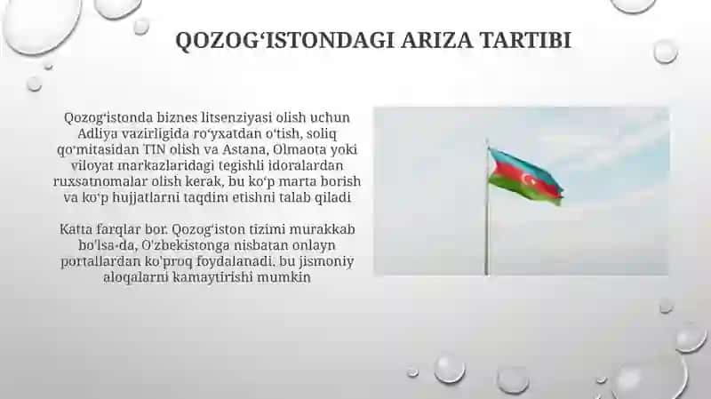 Litsenziyalash Tartibi O'zbekiston va Qozog'iston 4
