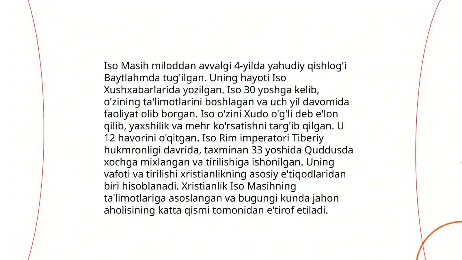 Xristianlik dini haqida.uni qachon yaralganligi,tarqalishi haqida 4