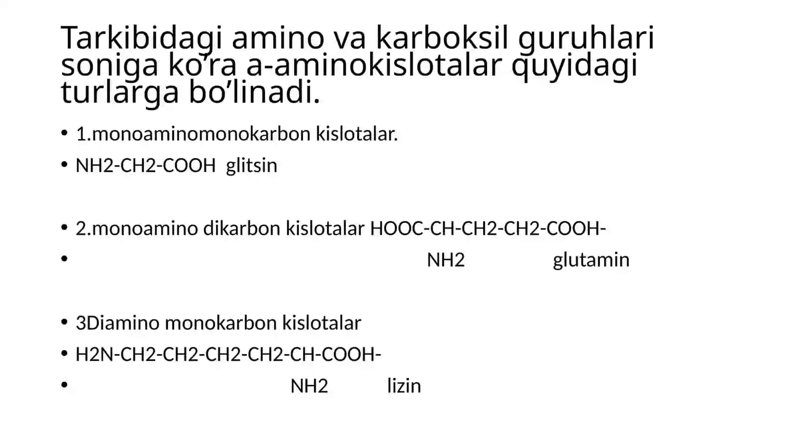 Aminokislotalar tuzilishi va xossalari 4