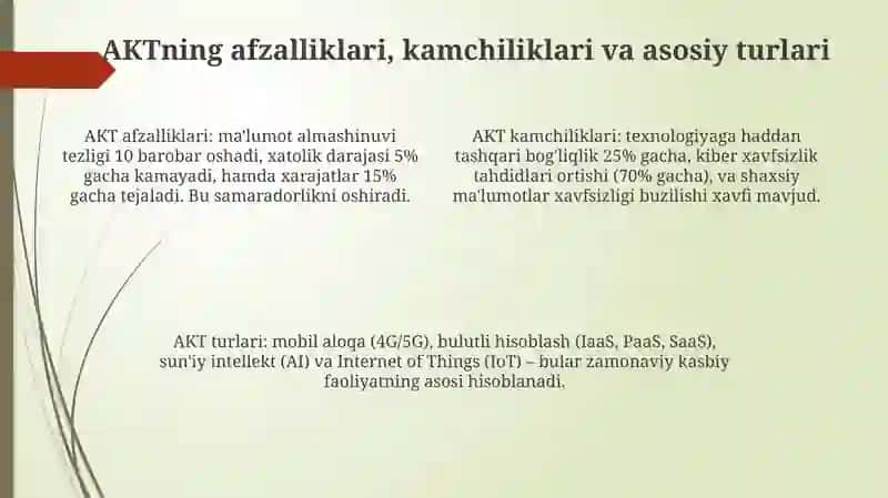 Zamonaviy AKT: Imkoniyatlar va Xatarlar 4