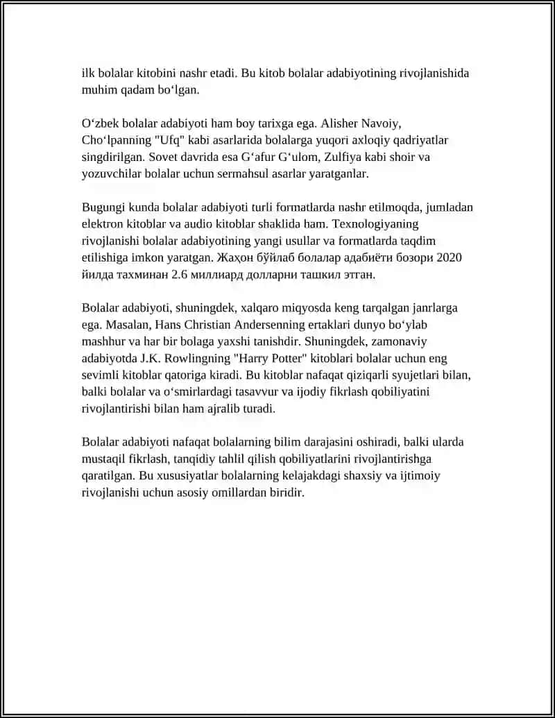 BOLALAR ADABIYOTI 4