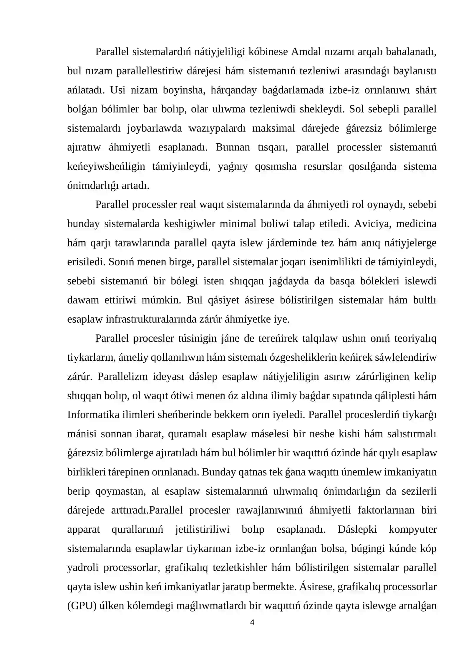 Parallel processlerdi shólkemlestiriw 4
