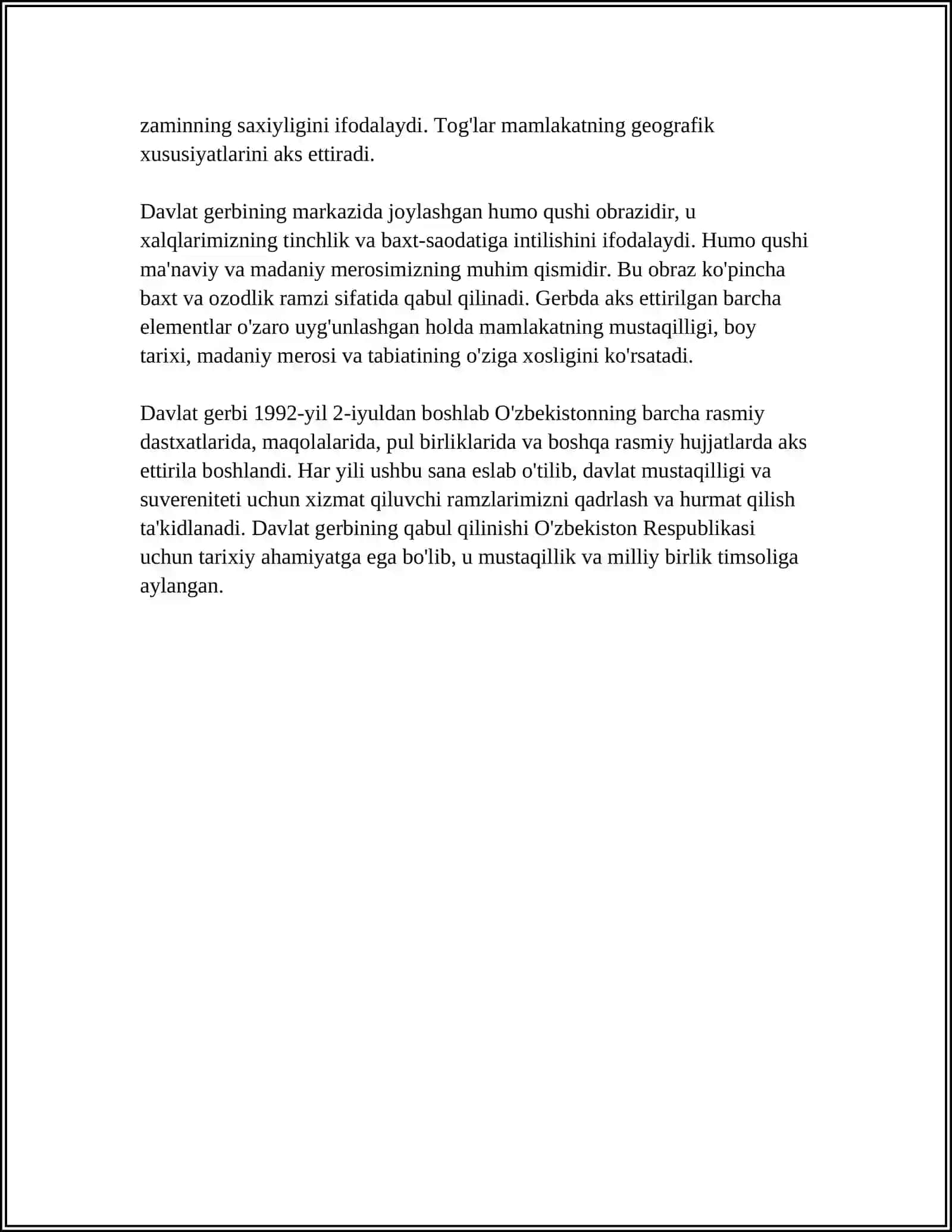 OʻZBEKISTON RESPUBLIKASI DAVLAT RAMZLARINING QABUL QILINISHI 4