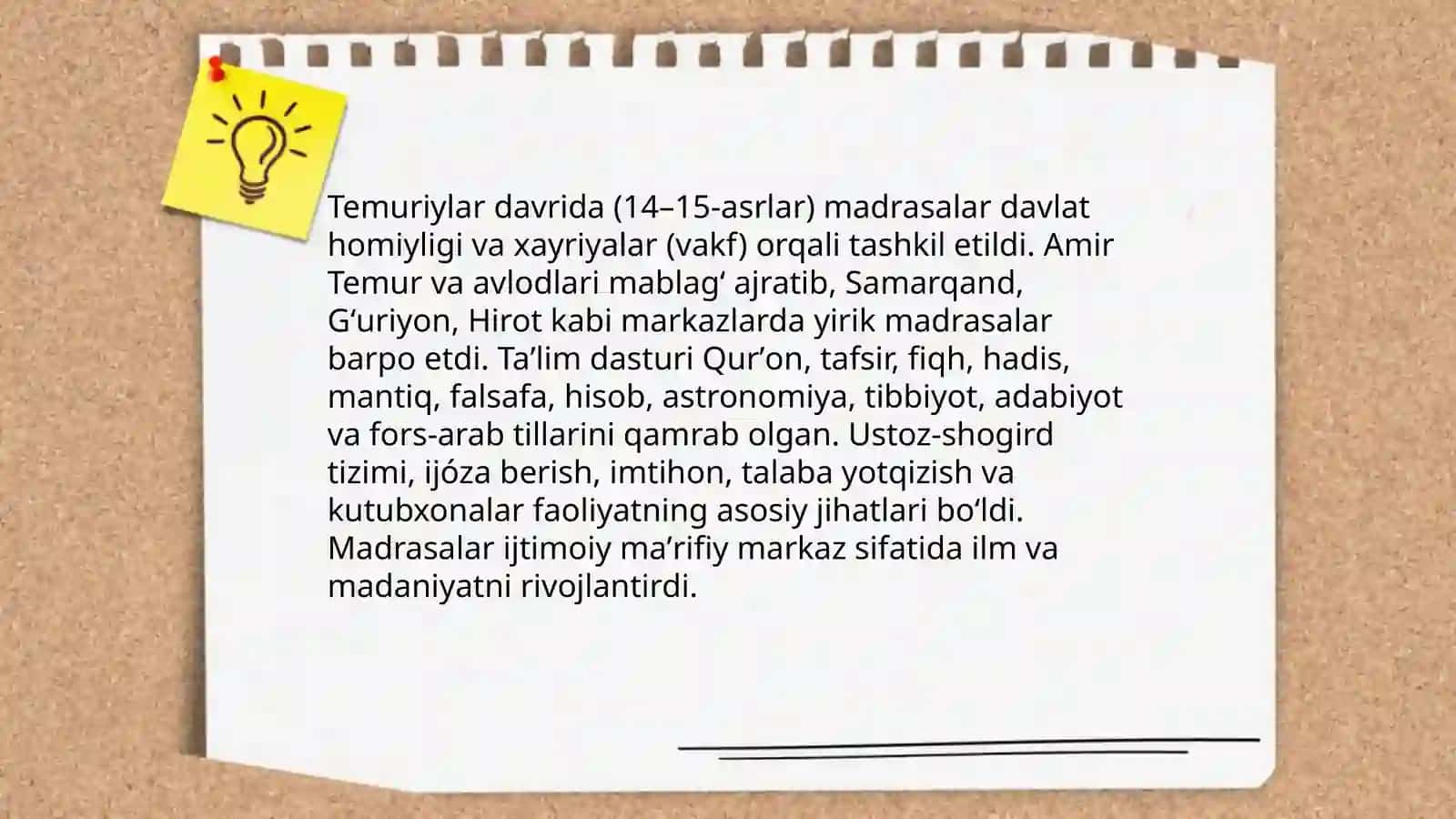 Temuriylar davrida maktab va maorif 4