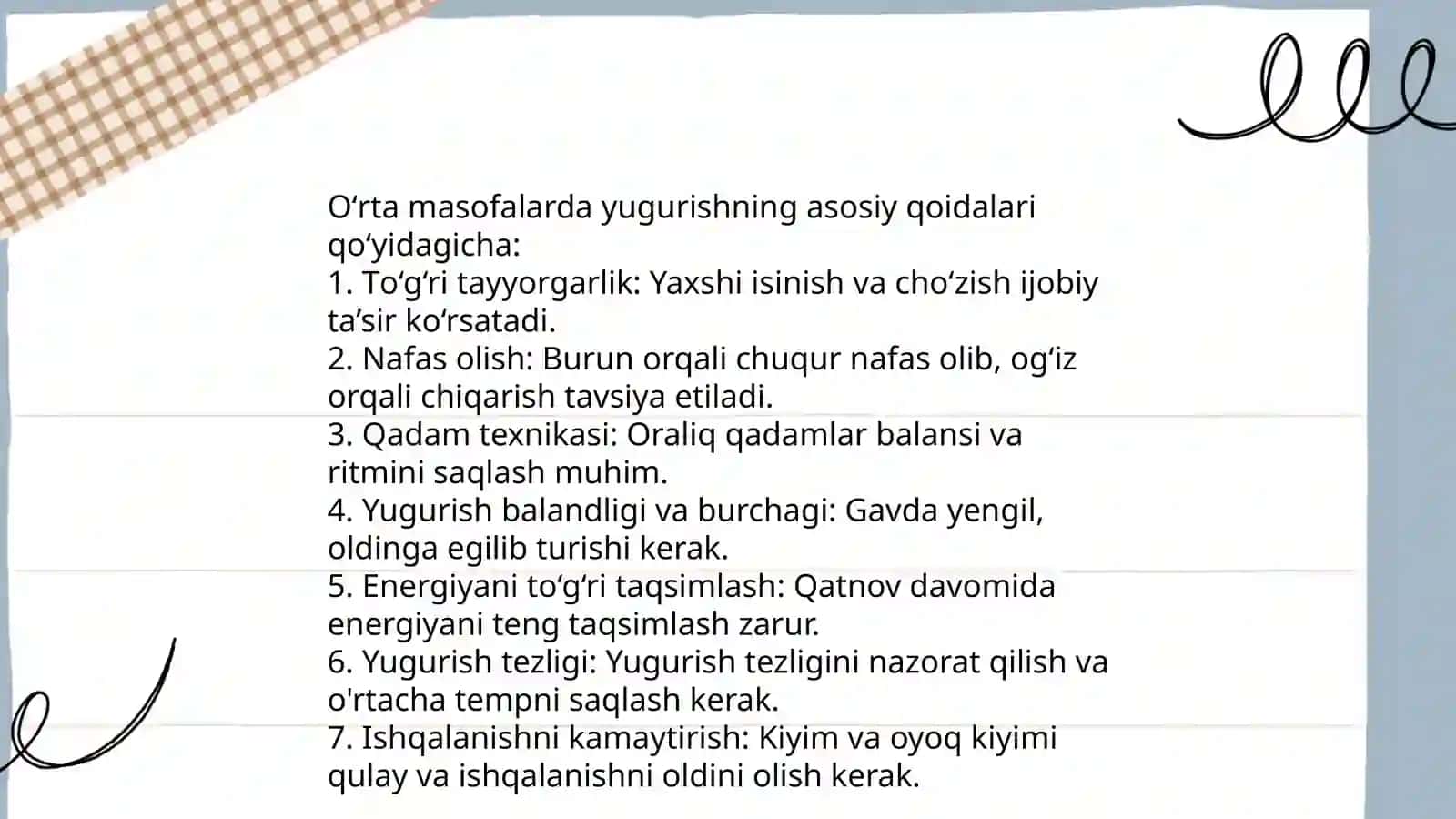 О’rta masofalarda yugurish turlari va ularni texnikasini o’rganish 4
