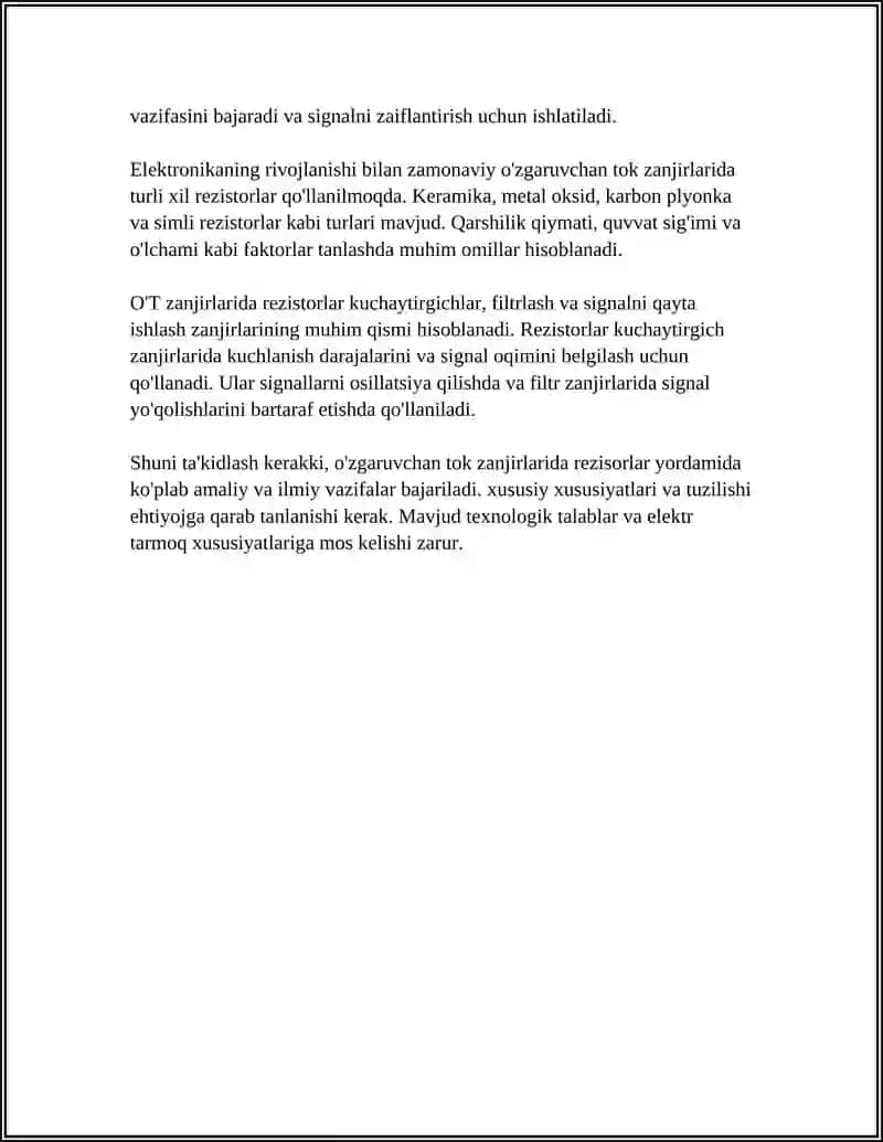 REZISTOR, INDUKTIV G'ALTAK VA KONDENSATOR ELEMENTLARI ULANGAN O'ZGARUVCHAN TOK ELEKTR ZANJIRLARINI TEKSHIRISH 4