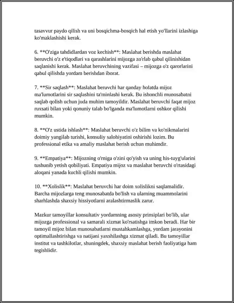 Konsultativ Yordam Tamoyillari 4