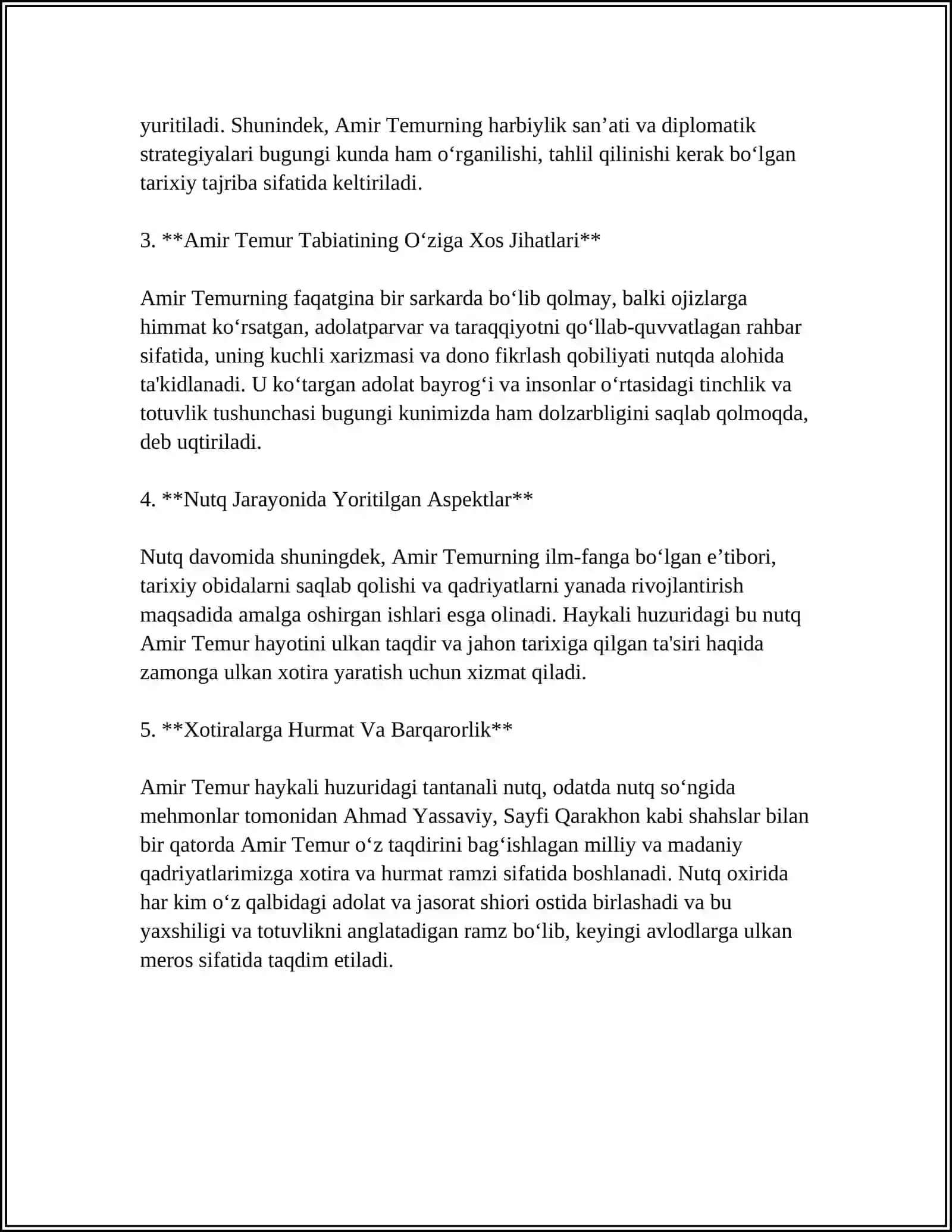 AMIR TEMUR TAVALLUDIGA BAG'ISHLANGAN TADBIR SSENARIYSI 4