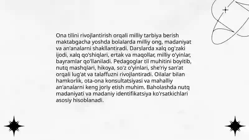 Maktabgacha ta’lim muassasalarida milliy tarbiya 4