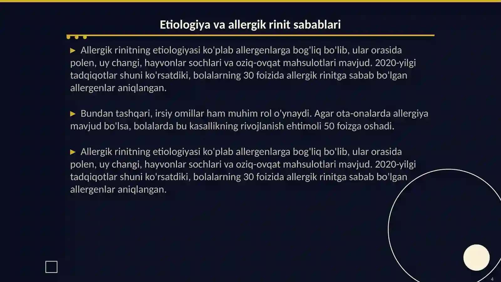 Bolalarda allergik rinit, etiologiyasi, patogenezi, klinikasi, diagnostikasi, qiyosiy tashhisi, davosi va profilaktikasi, profilaktika choralari 4