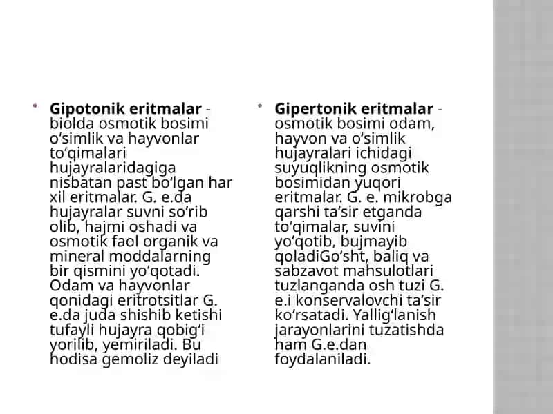 Osh tuzi va glukozaning fiziologik, gipotonik va gipertonik eritmalarini tayyorlash 4