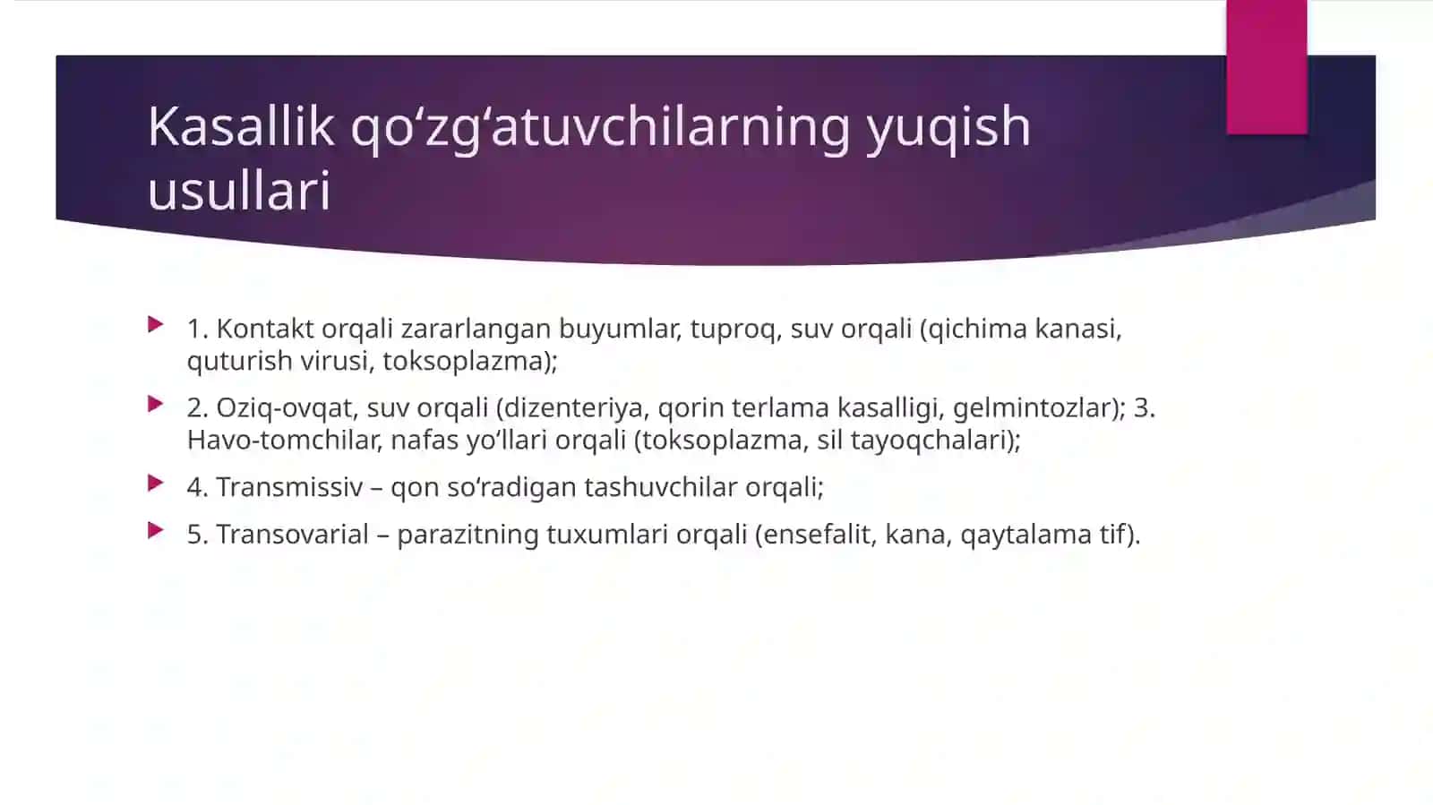 Przentatsiya-Xivchinlilar - odam parazitlari tripanasomalar, leyshmaniyalar, trixomonadalar, lyambliya mavzusi bo'yicha biologya fani. 4