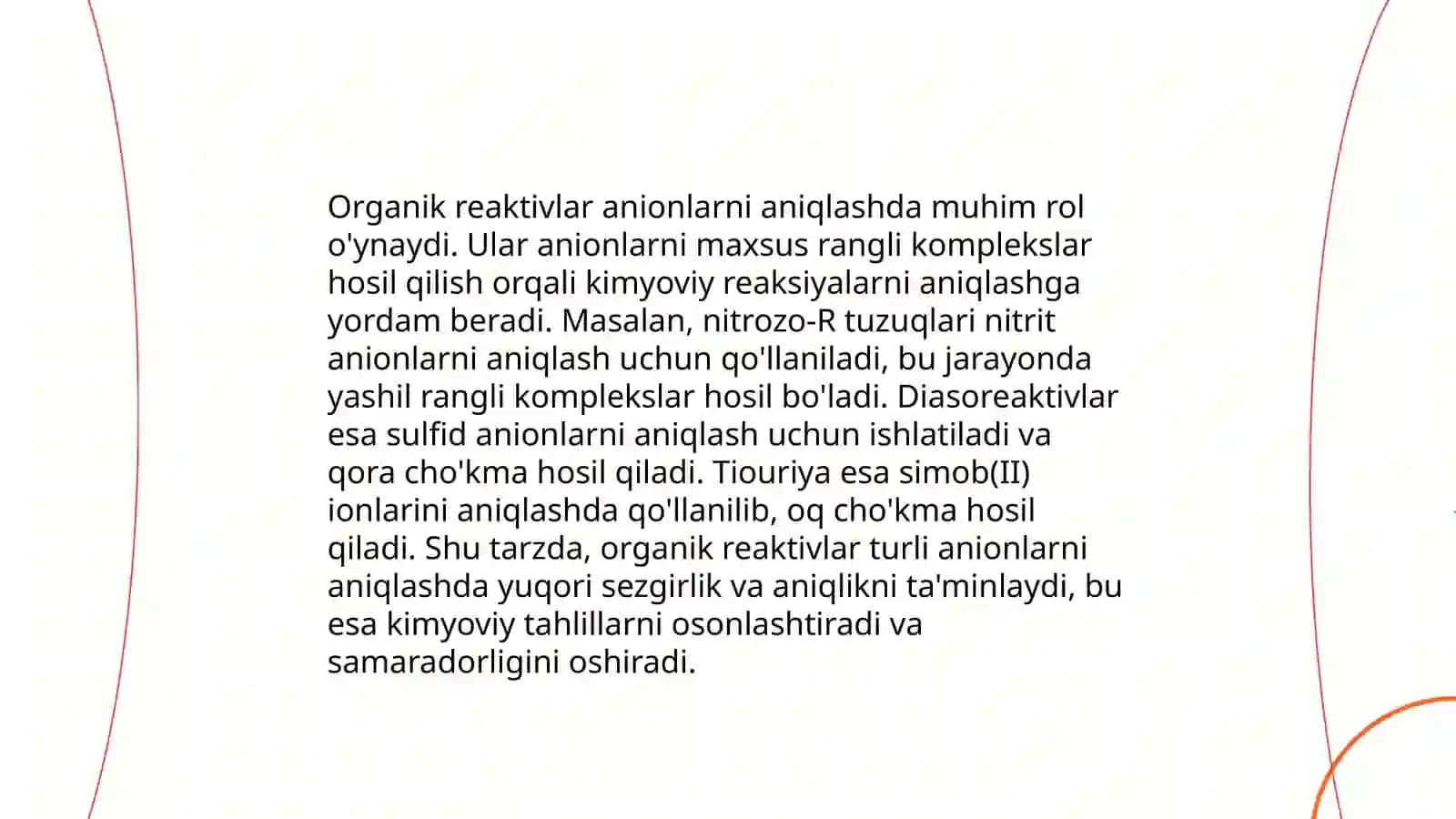 Anionlar analizida kompleks birikmalar va organik reagentlarning ahamiyati 4