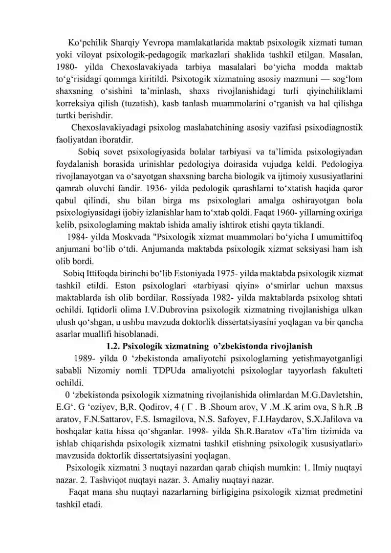Psixologik xizmat fani rivojlanishining ilmiy tarixiy asoslari 4