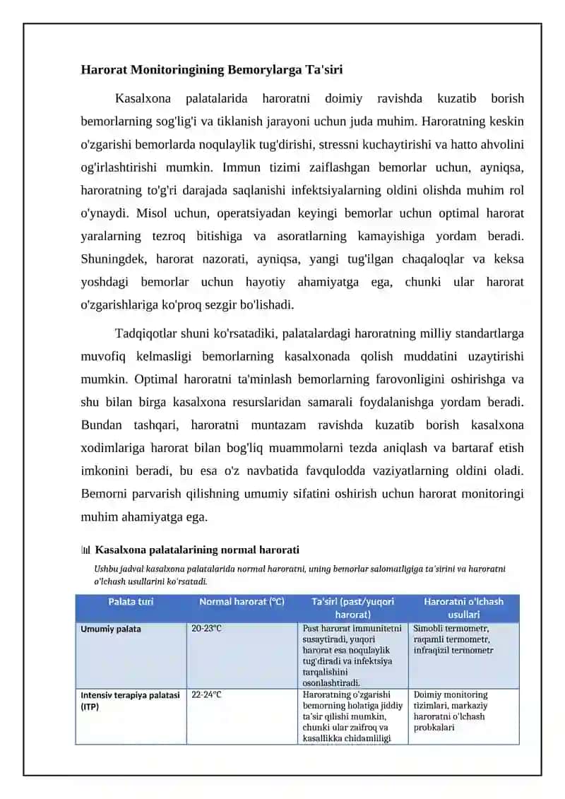Kirish: Kasalxona palatalarida harorat monitoringining ahamiyati 4