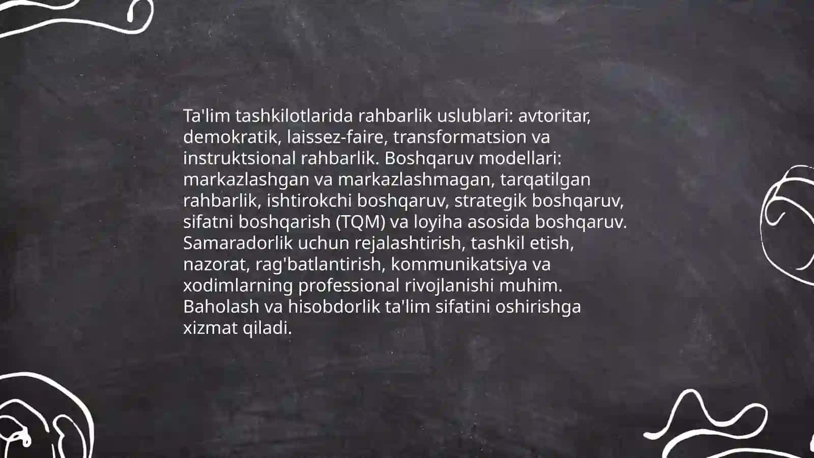 Ta'lim tashkilotlarini boshqarish tizimida menejerlar 4