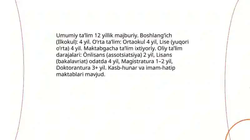 Turkiya taʼlim tizimi va top100 talikka kirgan universitetlari 10 varaq slayd 4