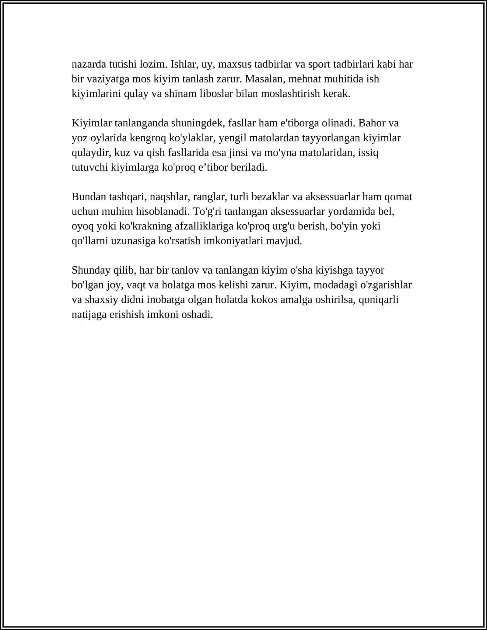 QOMAT NUQSONLARINI KIYIM YORDAMIDA KOʻZDAN YASHIRISH USULLARI 4