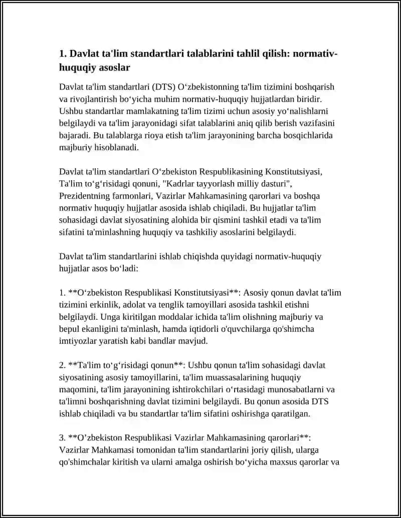Davlat ta'lim standartlari talablarini tahlil qilish 4