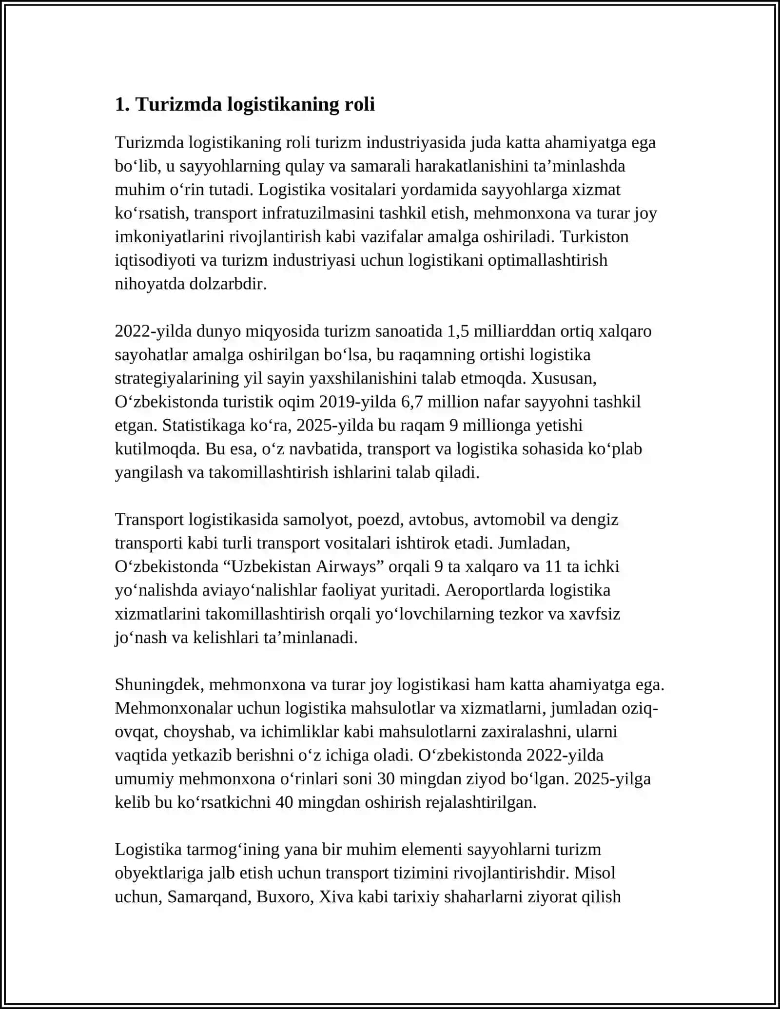 TURISTIK MAHSULOTNI SHAKLLANTIRISHDA LOGISTIK YONDASHUV 4