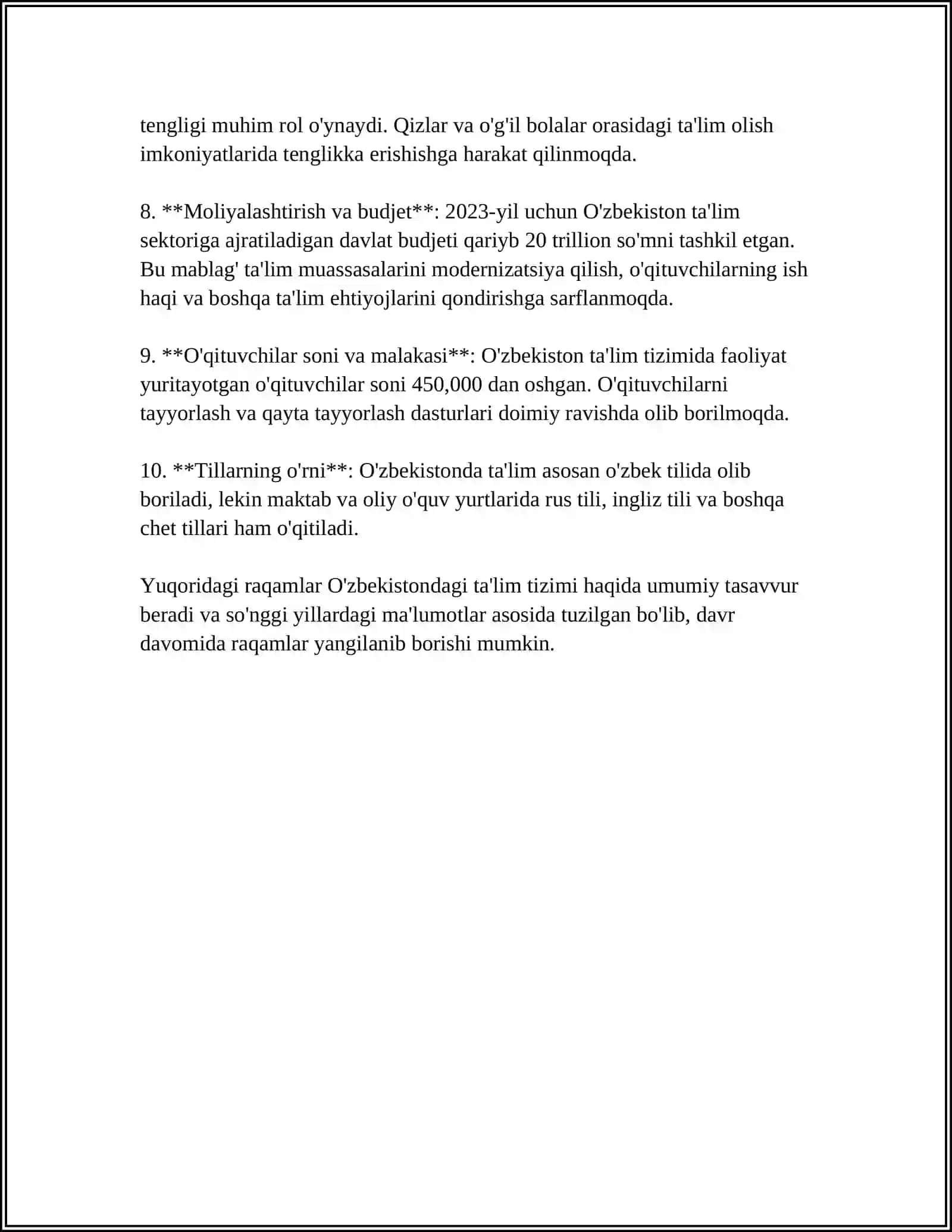 MUSTAQIL ISH Mavzu: TARBIYA USULLARI VA SHAKLLARI 4