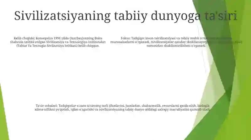 Tabiat Va Texnogin Sivilzatsiya Istitkasi 4