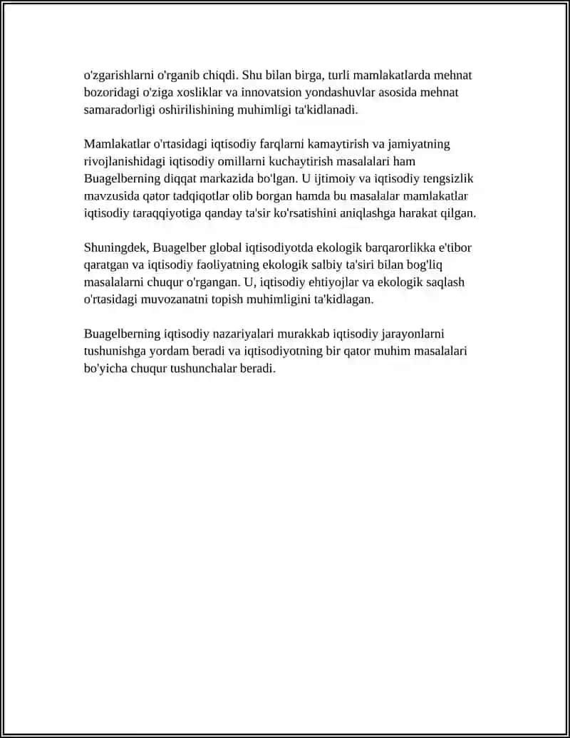 MUSTAQIL ISH Mavzu: P.BUAGELBERNING IQTISODIY NAZARIYALARI 4