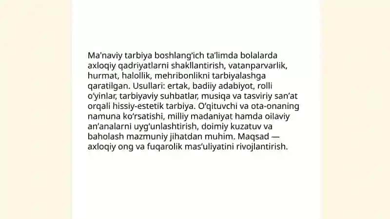 Boshlang'ich ta'limda tarbiya turlari 4