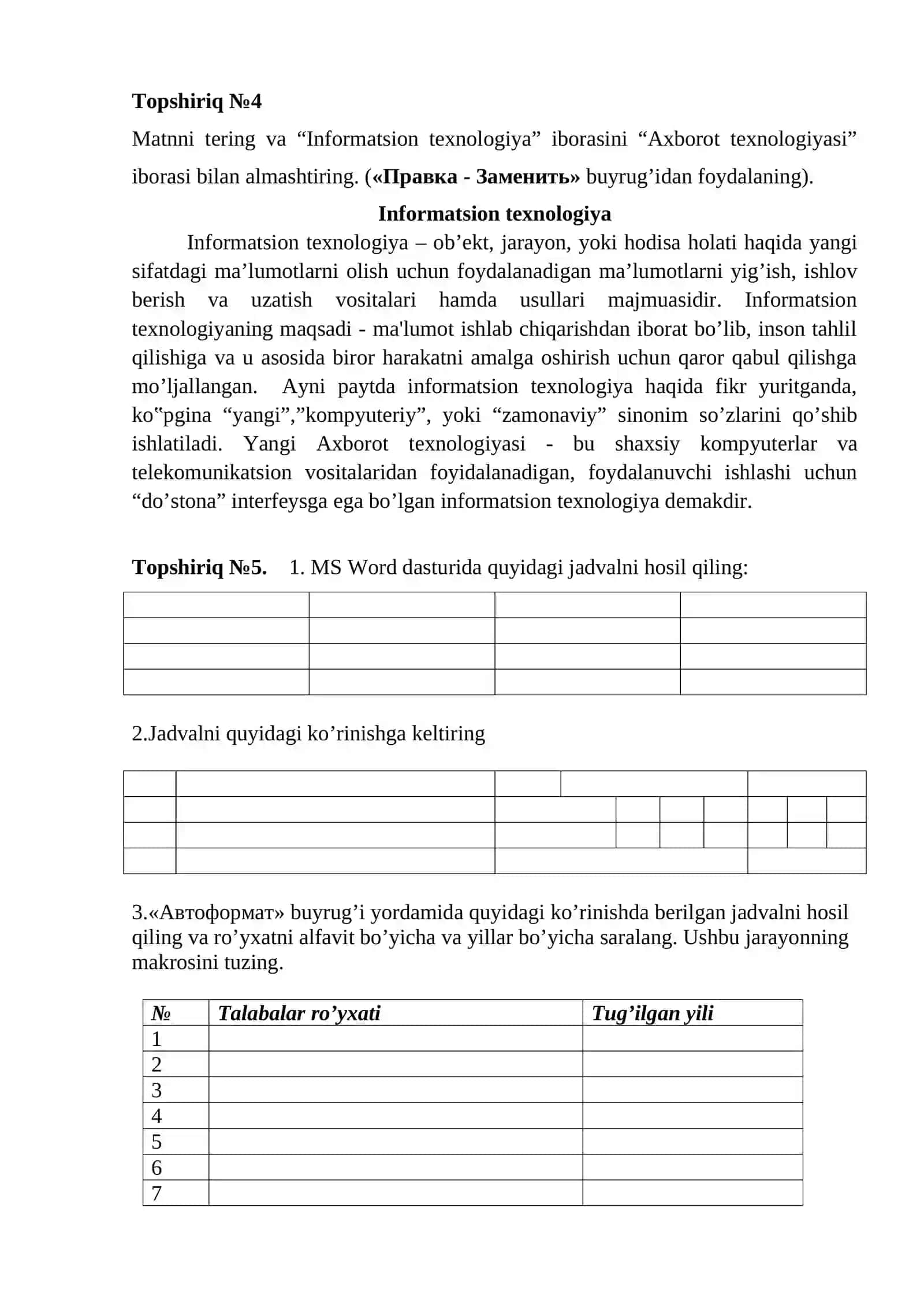 MUTAXASSISLIK MASALALARIDA AXBOROT TEXNOLOGIYALARINI QO’LLASH 4