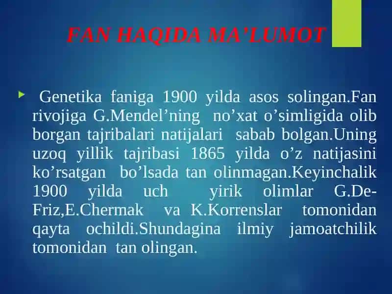 Genetika fanidan taqdimot 4
