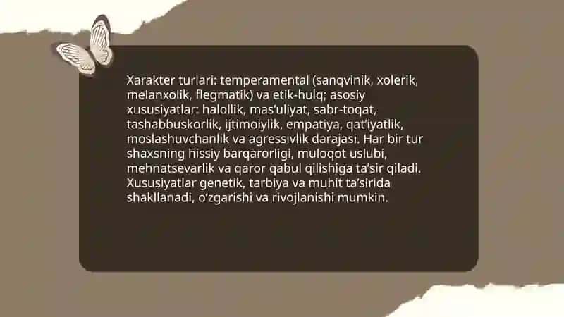 Shaxs va Xarakter 4
