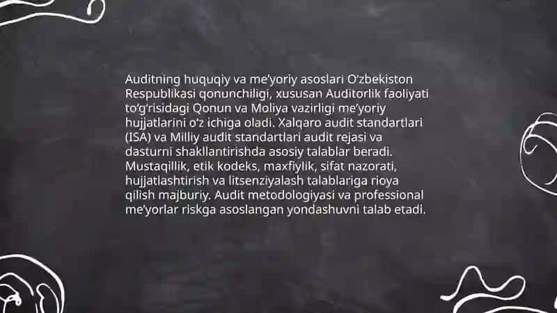 Moliyaviy hisobot auditining umumiy rejasi va dasturini tayyorlash 4