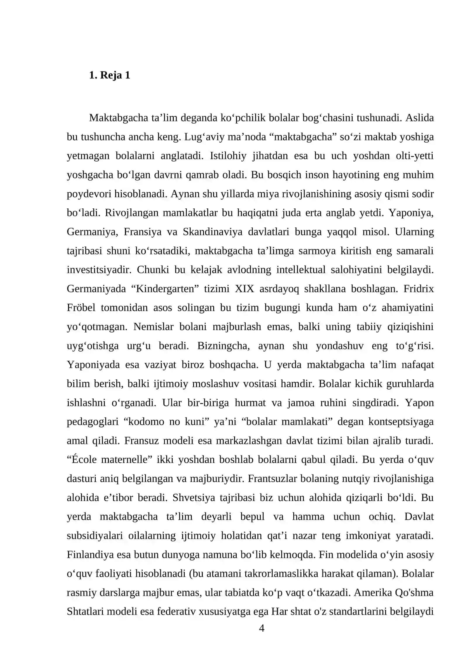 Rivojlangan mamlakatlarda maktabgacha ta’lim tizimi 4