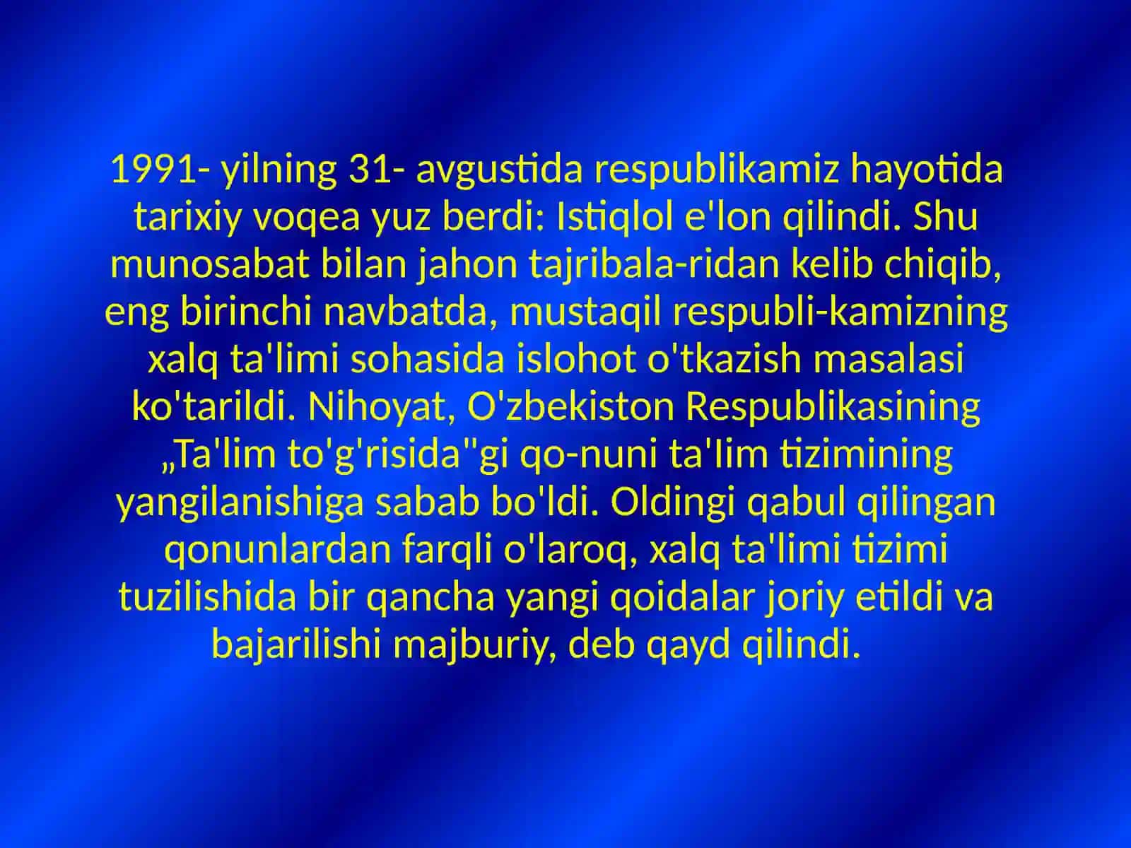 Xalq ta'limi tizimi respublikamiz ijtimoiy-iqtisodiy va madaniy rivojlantirishda ustuvor soha 4