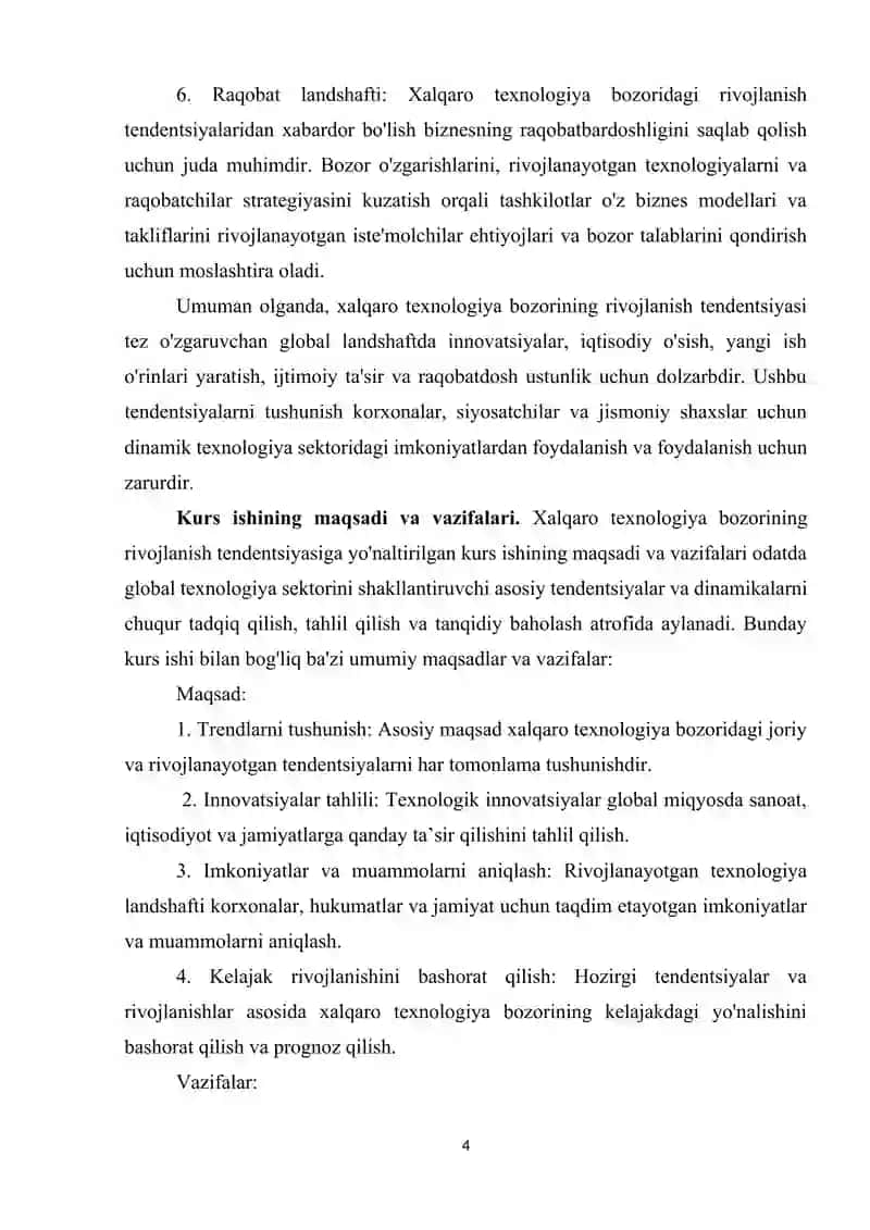 Xalqaro texnologiya bozorining rivojlanish tendensiyasi 4