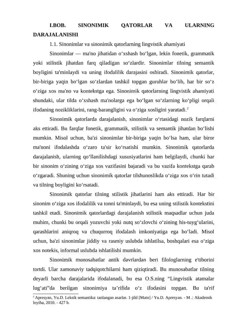 SINONIMIK QATORLARDA DARAJALANISH MUNOSABATI 4