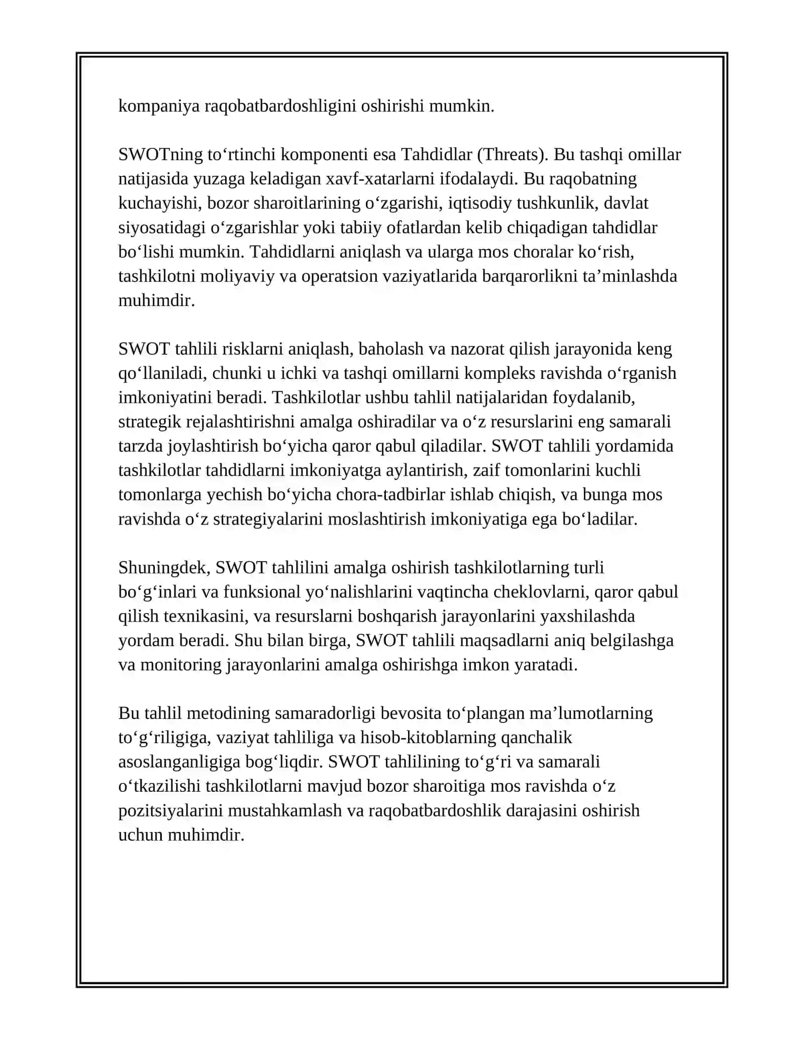 RISKLARNI ANIQLASH, BAHOLASH VA NAZORAT QILISH USULLARI 4