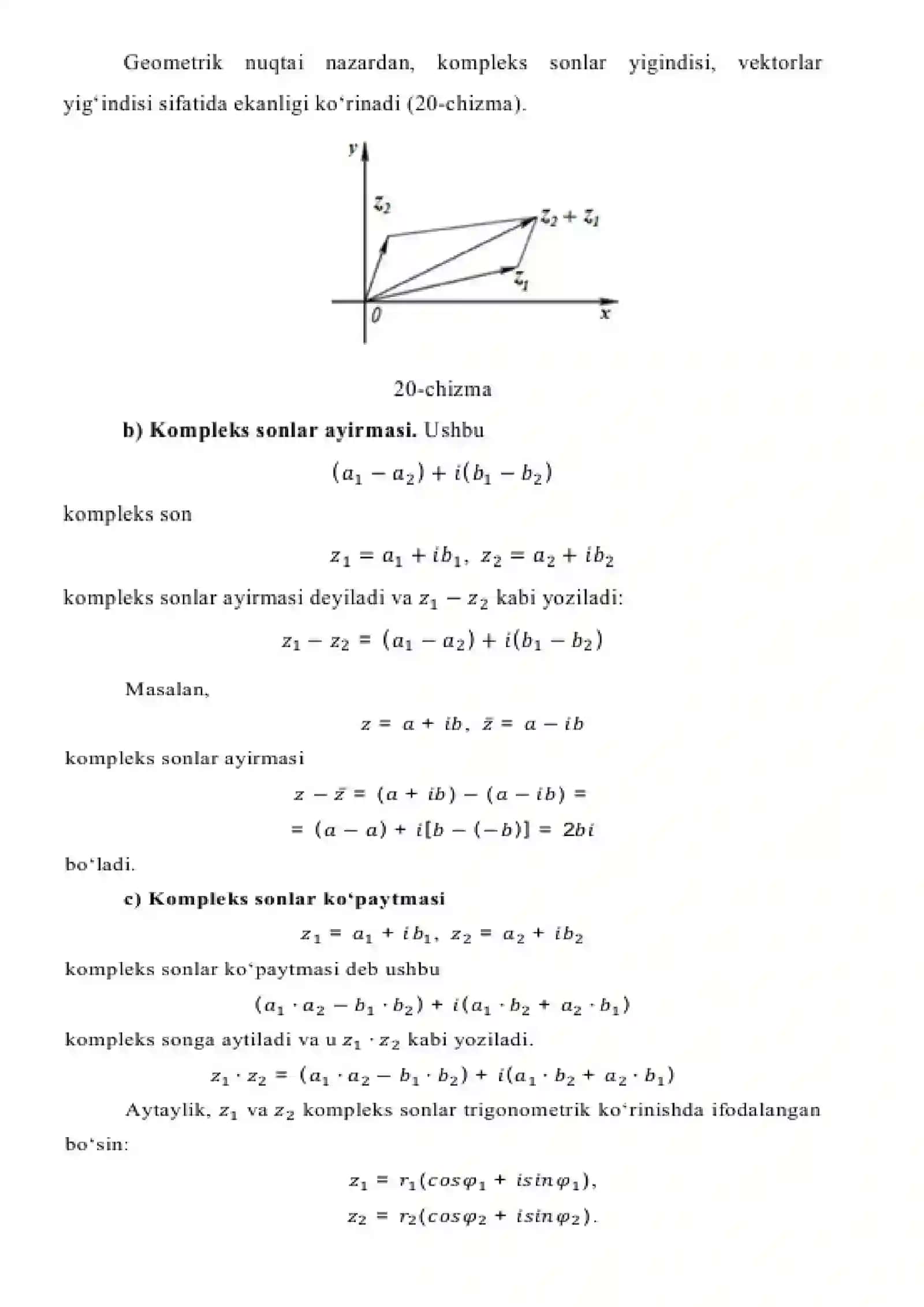 12-ma'ruza. Kompleks sonlarni tasvirlash. Kompleks sonlarning moduli va argumenti. Kompleks sonning shakllari. Eyler va Muavr formulalari 4
